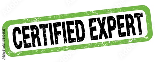 CERTIFIED EXPERT text written on green-black rectangle stamp.