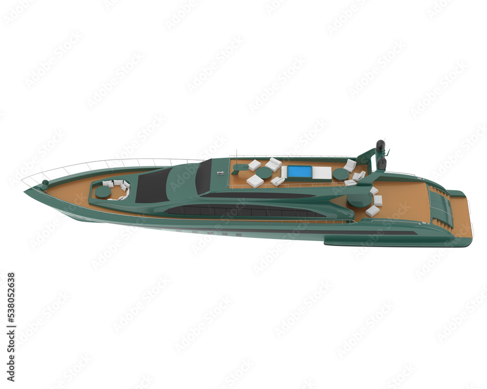 Mega yacht on transparent background. 3d rendering - illustration