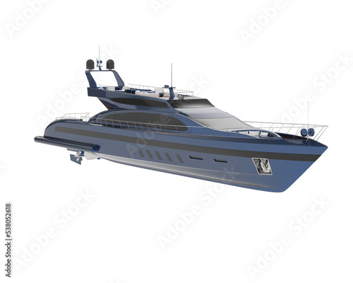 Mega yacht on transparent background. 3d rendering - illustration