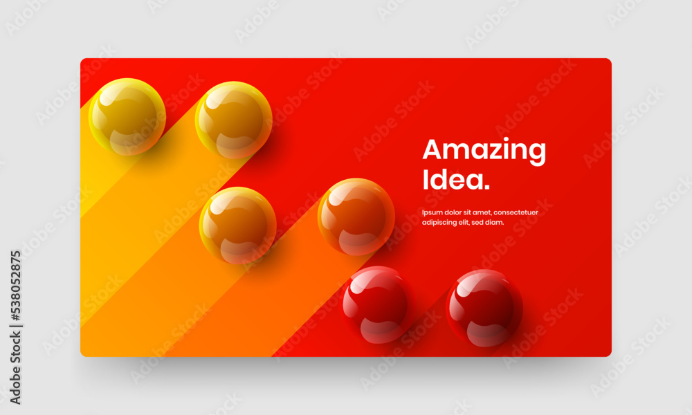 Isolated realistic balls corporate brochure template. Simple journal cover design vector concept.