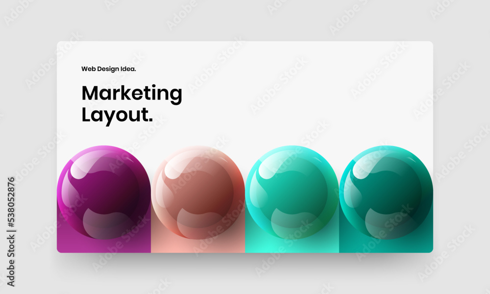 Bright 3D spheres leaflet template. Vivid presentation design vector layout. Bright 3D spheres leaflet template. Vivid presentation design vector layout.