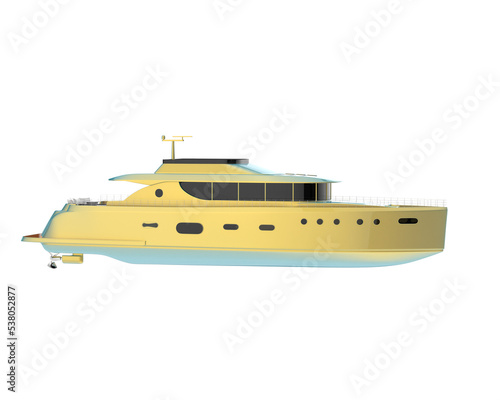 Super yacht on transparent background. 3d rendering - illustration