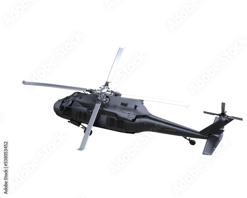 Fototapeta Naklejka Na Ścianę i Meble -  War helicopter on transparent background. 3d rendering - illustration