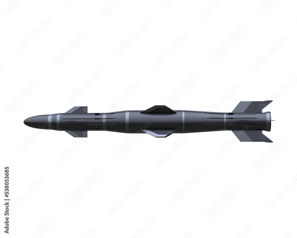 Missile on transparent background. 3d rendering - illustration Missile on transparent background. 3d rendering - illustration