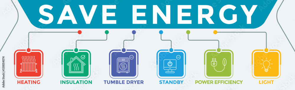 Energy Saving Design illustration of How to Save Energy in Your Home with icon visualization. Energy Saving Design illustration of How to Save Energy in Your Home with icon visualization.