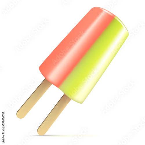 Twin Ice cream with different flavors, cold fruit ice coolness in hot summer