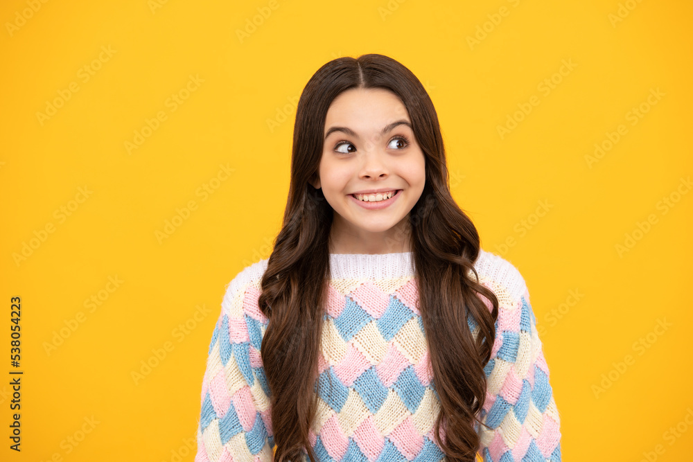 Headshot portrait of teenager child girl isolated on studio background. Childhood lifestyle concept. Mock up copy space. Headshot portrait of teenager child girl isolated on studio background. Childhood lifestyle concept. Mock up copy space.
