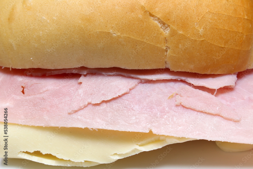 detalhes de sanduíche de queijo e presunto pão com presunto e queijo