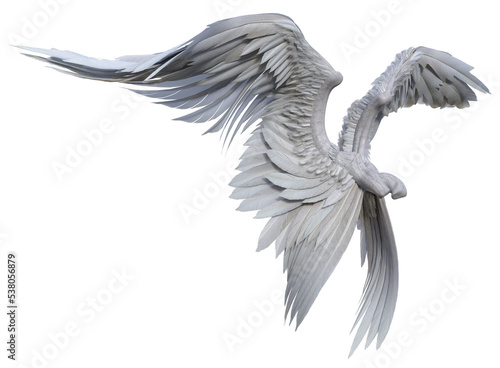 3D Rendered White Fantasy Angel Wings Isolated On Transparent Background - 3D Illustration