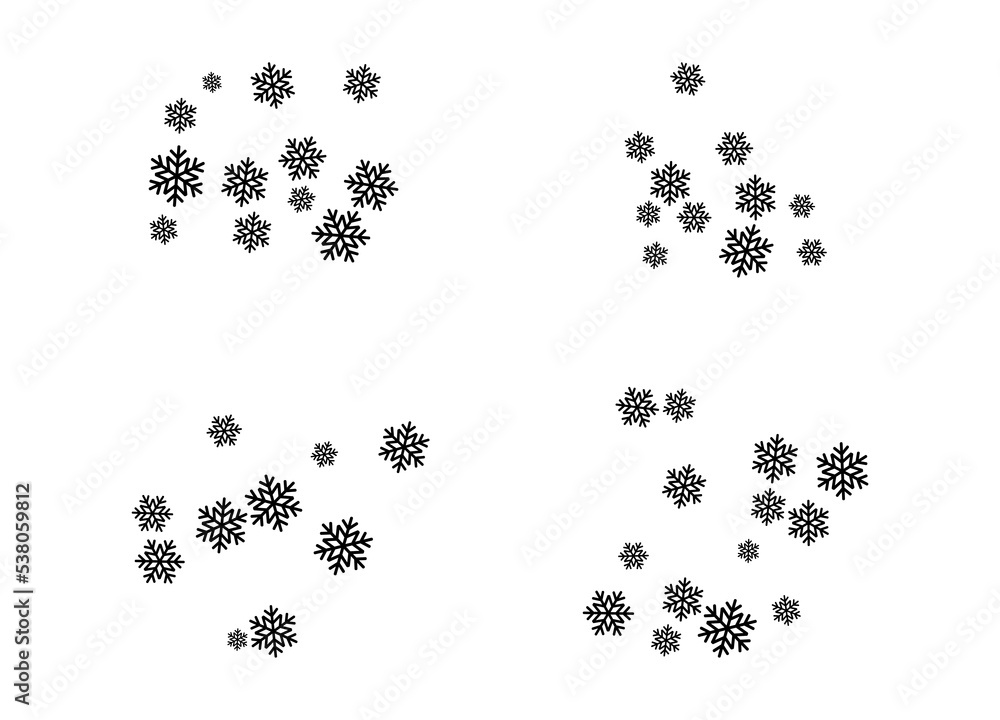 A set of snowflakes, snow background. Christmas snow for the New Year. Vector illustration. A set of snowflakes, snow background. Christmas snow for the New Year. Vector illustration.