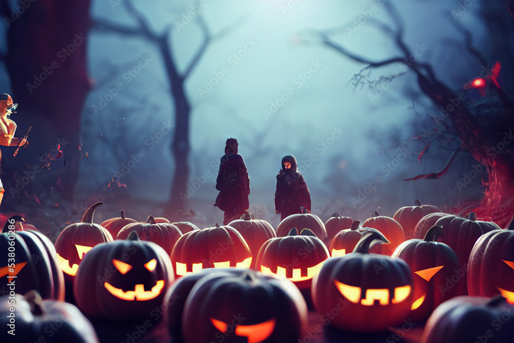 Halloween Horror Nights Freaky Background Smiling pumpkins Halloween ends Celebrate