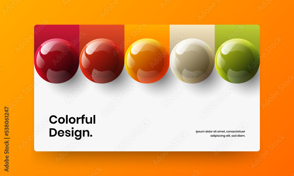 Isolated web banner vector design illustration. Trendy realistic spheres pamphlet template.