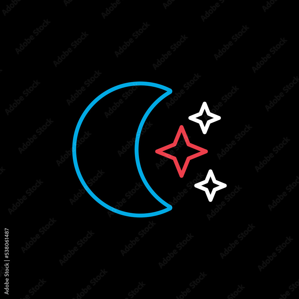 Moon and star vector icon. Weather sign Moon and star vector icon. Weather sign