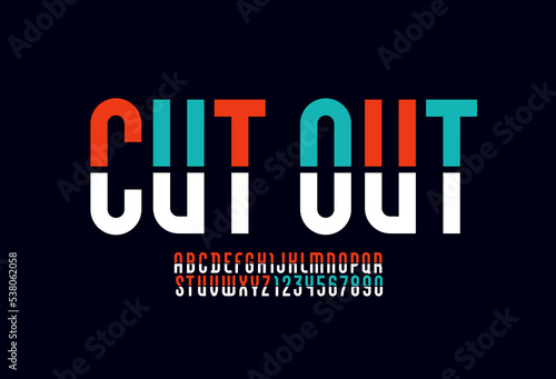 Futuristic alphabet font, condensed letters and numbers