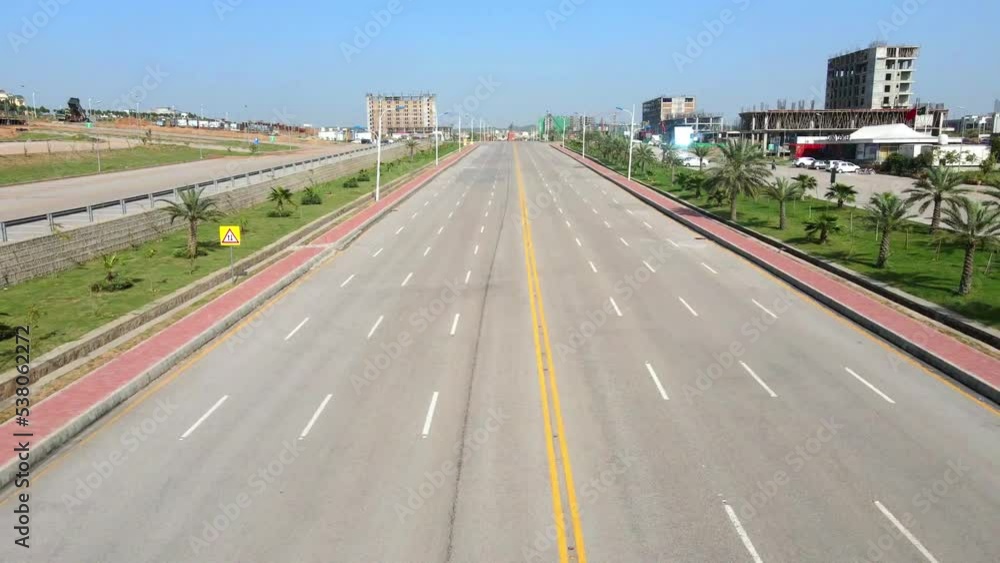 Empty Road Aerial View in Islamabad Pakistan Empty Road Aerial View in Islamabad Pakistan