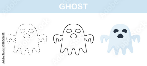 Ghost tracing and coloring worksheet for kids