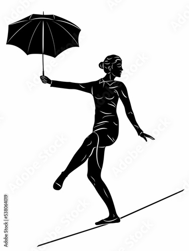 illustration of a  woman rope-walker, vector draw