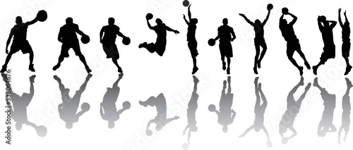 silhouettes of basketball players