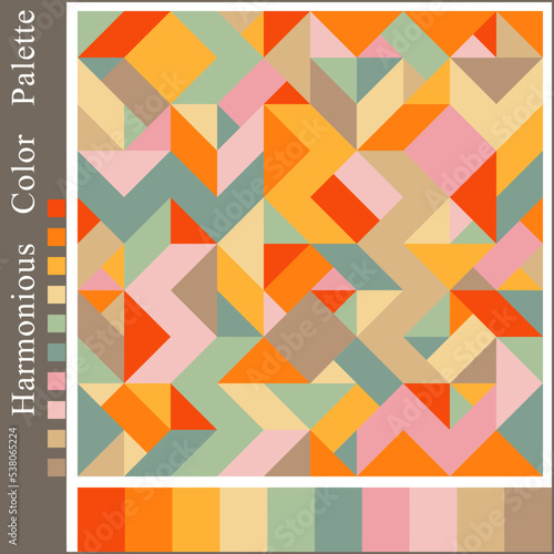 Autumn Palette for Inspiration. Geometric Seamless Pattern with Fall Color Swatches.