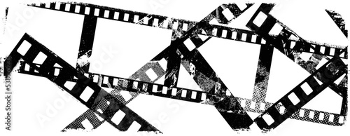 Grunge Filmstrip Border Frame . Film frame photo strip. Camera roll vintage design  .Photo Album. Grunge effect .Vector
