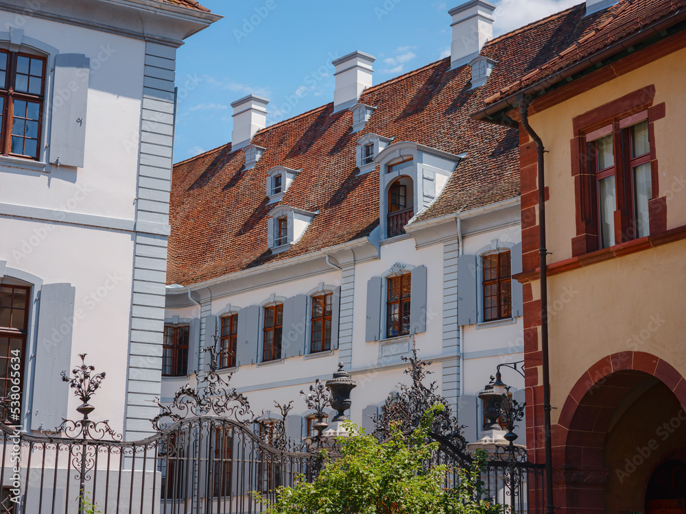 Fototapeta premium Buildings in the city centre of Basel , Switzerland. Walk through old town, one of best preserved and most beautiful cities in Europe