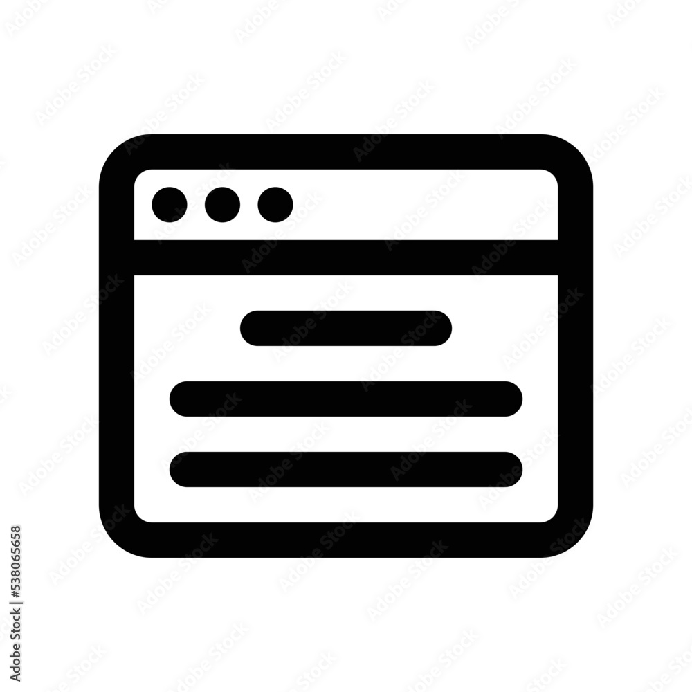 Blog icon with browser and text in black outline style Blog icon with browser and text in black outline style