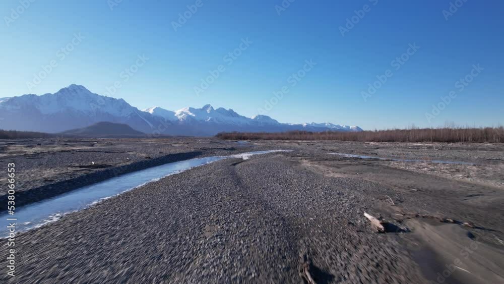 4k 30fps aerial video, Matanuska River bed. Palmer, Alaska. 4k 30fps aerial video, Matanuska River bed. Palmer, Alaska.