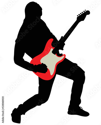 Young guitarist plays on the electric guitar