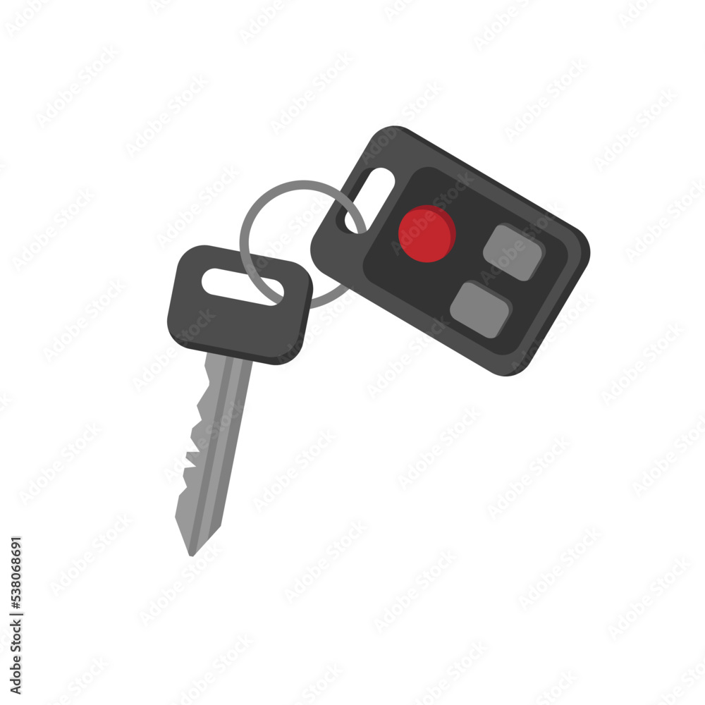 Car keys with remote vector illustration isolated on white. Flat style