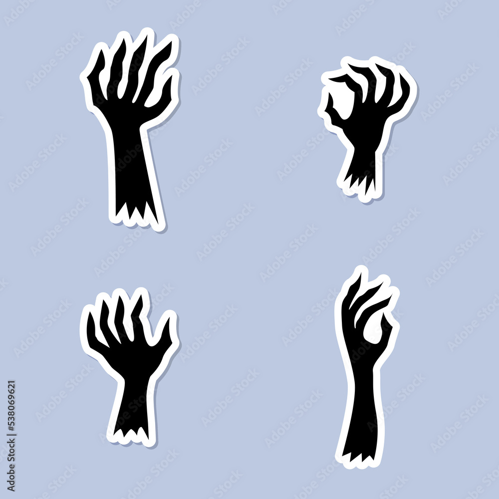 A set of vector black stickers for Halloween A set of vector black stickers for Halloween