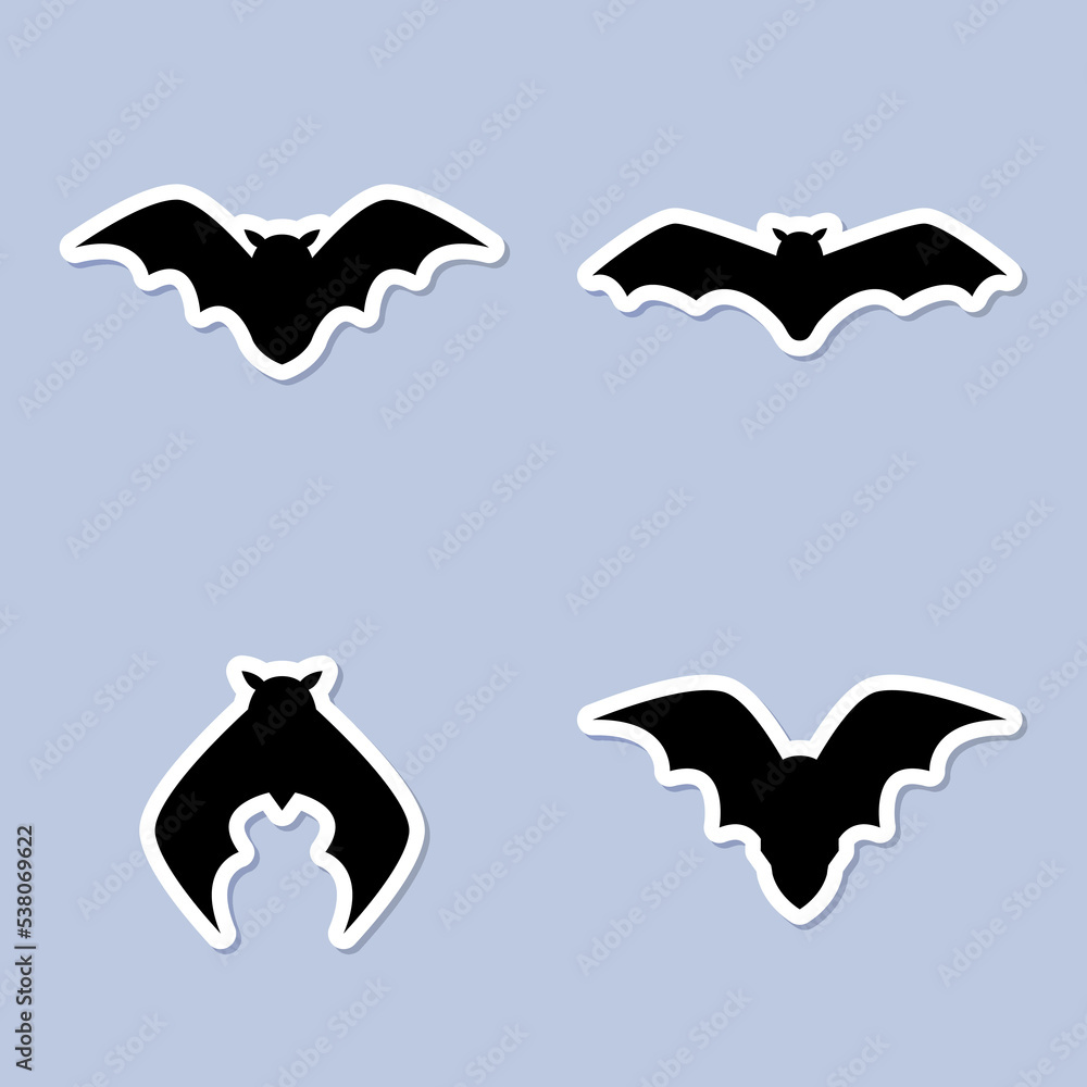 A set of vector black stickers for Halloween A set of vector black stickers for Halloween