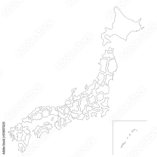 県ごとに分離された日本地図。