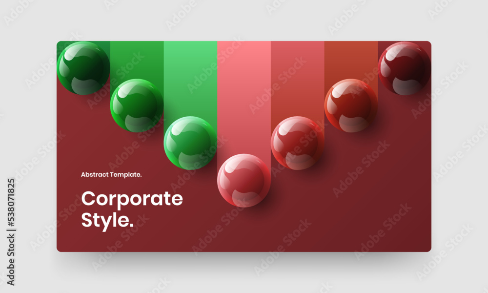 Simple 3D balls landing page concept. Fresh banner design vector template.