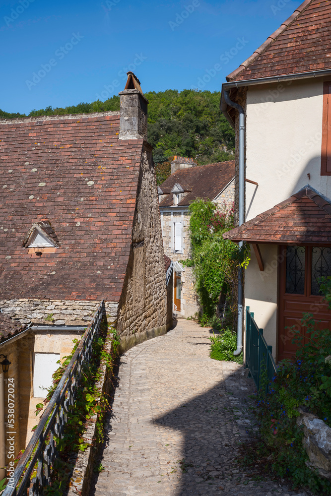 old street and houses in roque la geac in france