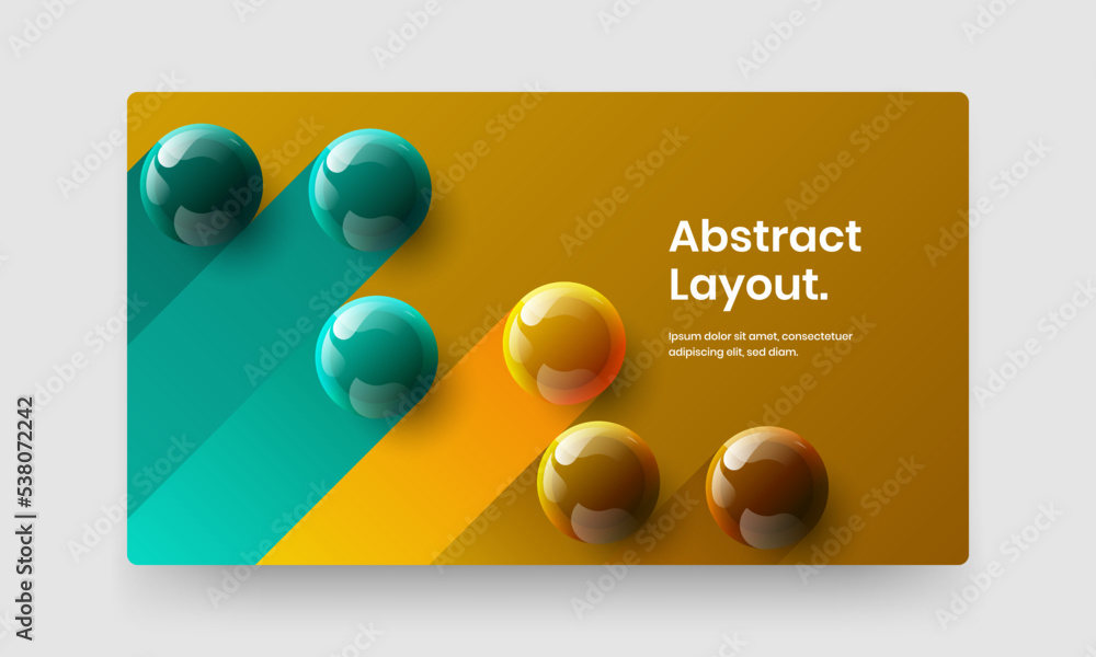 Clean corporate cover vector design illustration. Geometric realistic balls pamphlet template.