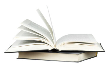 Open book isolated on transparent background. Png format	

