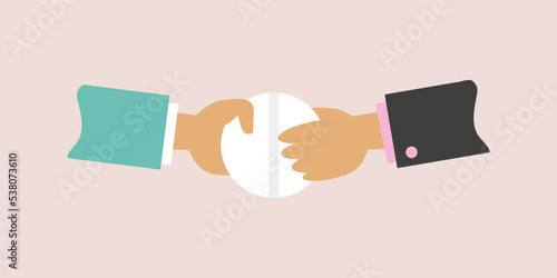 Taking a white pill, illustration with hand passing pill to another. Concept drug treatment, medicine, clinical pharmacology, prescriptions, recommendations.