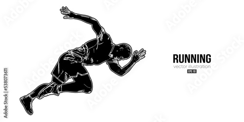 Abstract silhouette of a running athlete on white background. Runner man are running sprint or marathon. Vector illustration