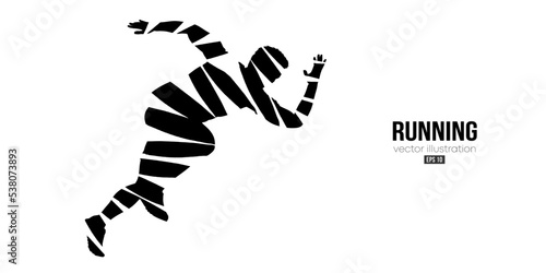 Abstract silhouette of a running athlete on white background. Runner man are running sprint or marathon. Vector illustration