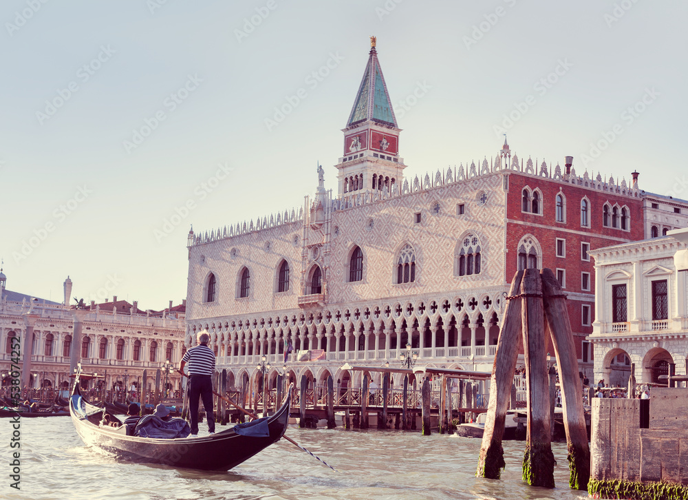 The gondola on a St. Mark's Square background in Venice