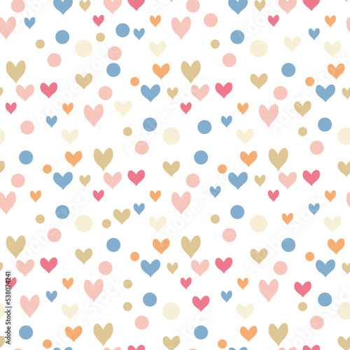 Seamless graphic circles and hearts. baby pattern