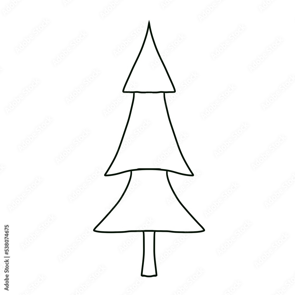 Fototapeta premium Silhouette of Christmas trees. Hand drawing illustration. Isolated on white background
