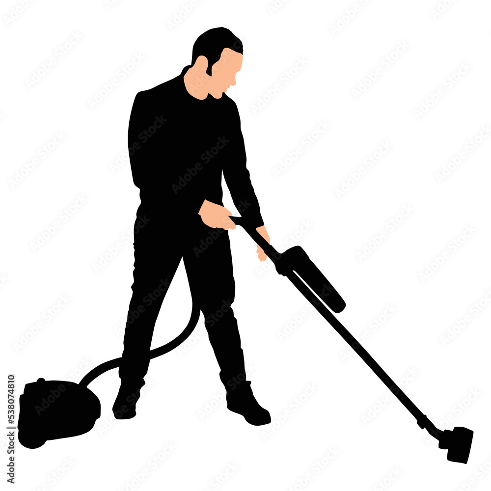 Young man with vacuum cleaner Young man with vacuum cleaner