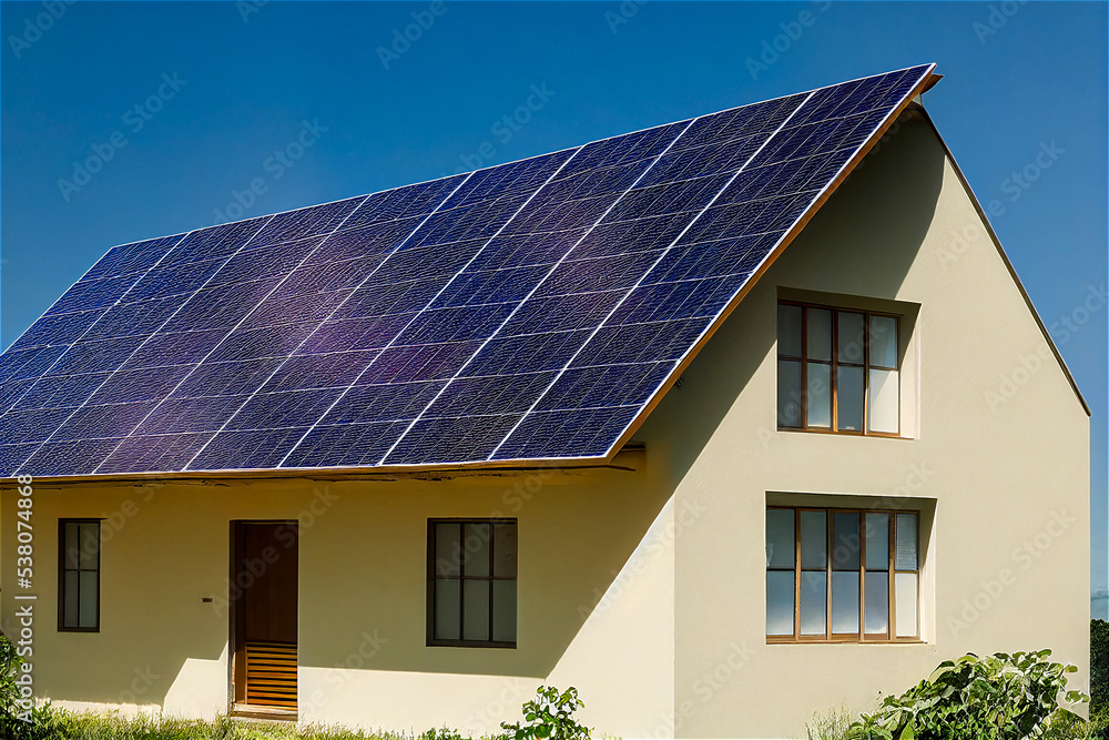 Traditional house with solar panels Traditional house with solar panels