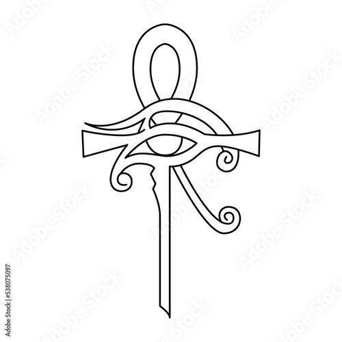 Egyptian ankh Key of life and eye of horus symbol.eps
