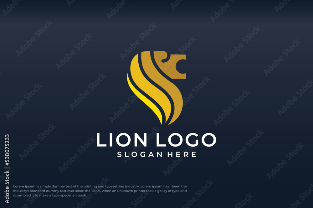 Lion head logos, gold color