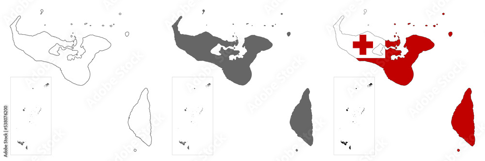 Highly detailed Tonga map with borders isolated on background
