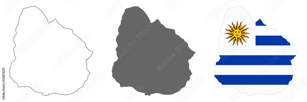 Highly detailed Uruguay map with borders isolated on background Highly detailed Uruguay map with borders isolated on background