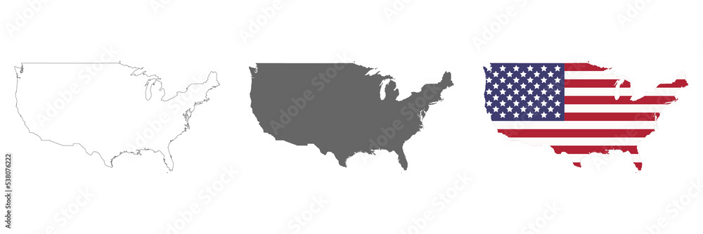 Highly detailed USA map with borders isolated on background Highly detailed USA map with borders isolated on background