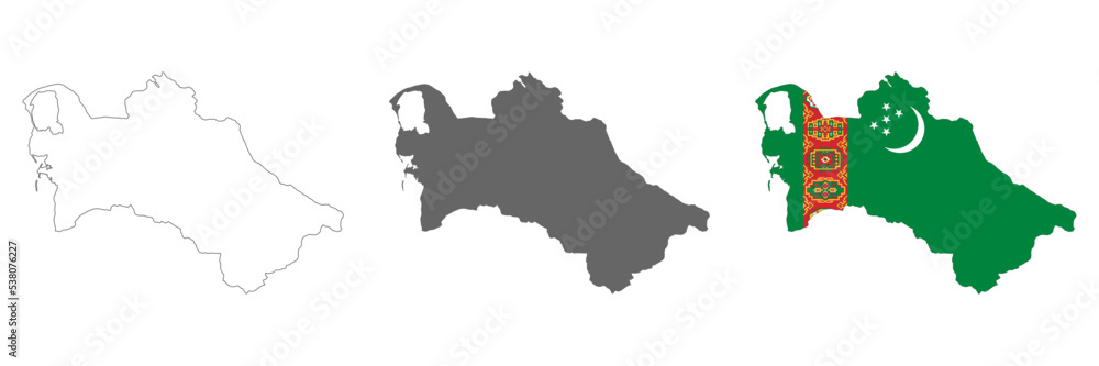 Highly detailed Turkmenistan map with borders isolated on background